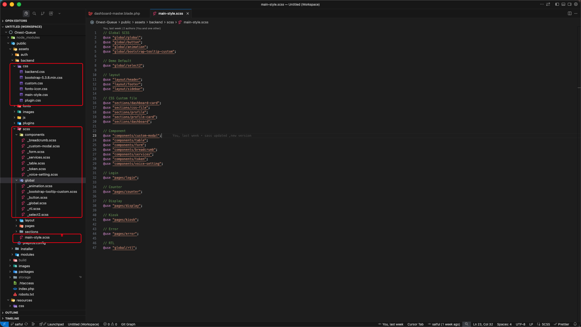 Dashboard CSS styling